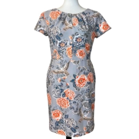 Banana Republic Womens Dress Size 4 Floral Keyhole Neck Career Sheath Work Wear - Picture 2 of 13